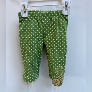 B.t. kids 18M Girls Green & White Polka Dot Pineapple Leggings Pants